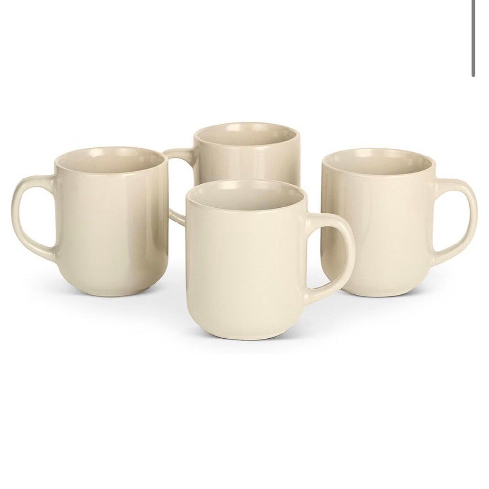 NIB Amazon Basics ceramic coffee mugs 16 oZ Linen Grey